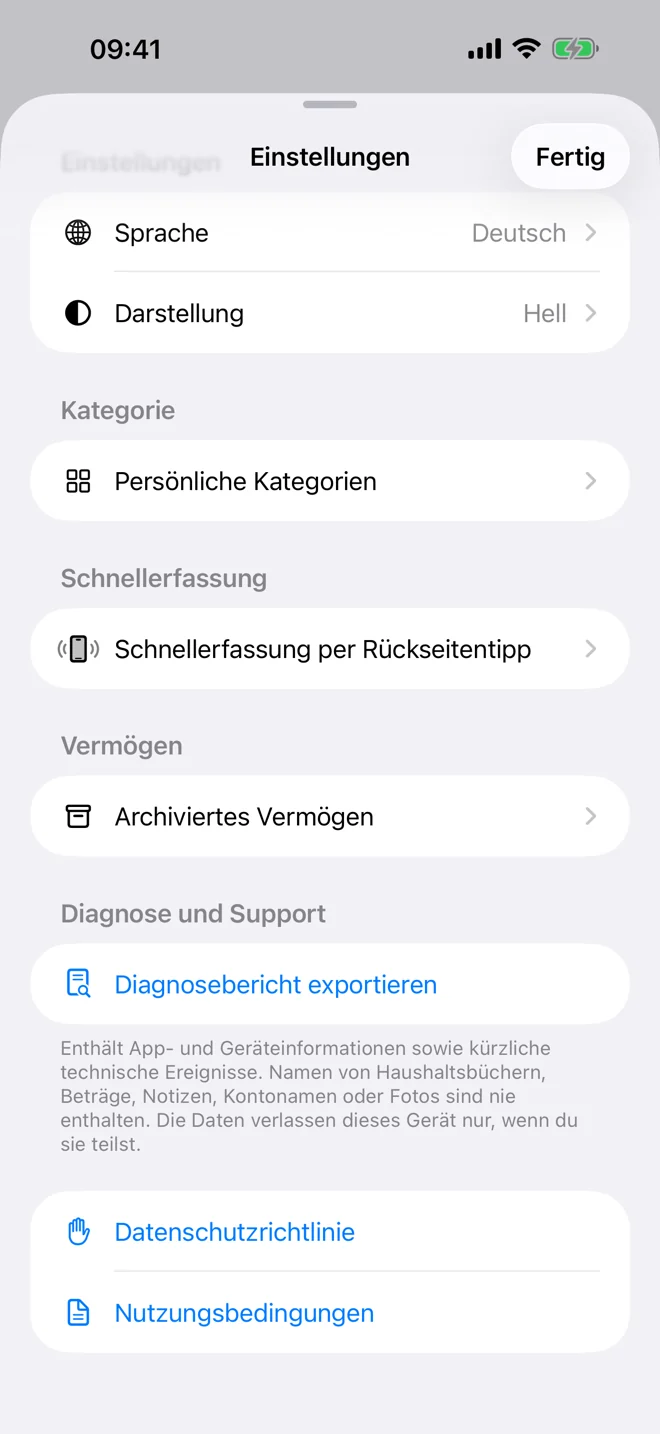 Datenschutzansicht mit Informationen zur lokalen Verarbeitung und zu Benutzerentscheidungen