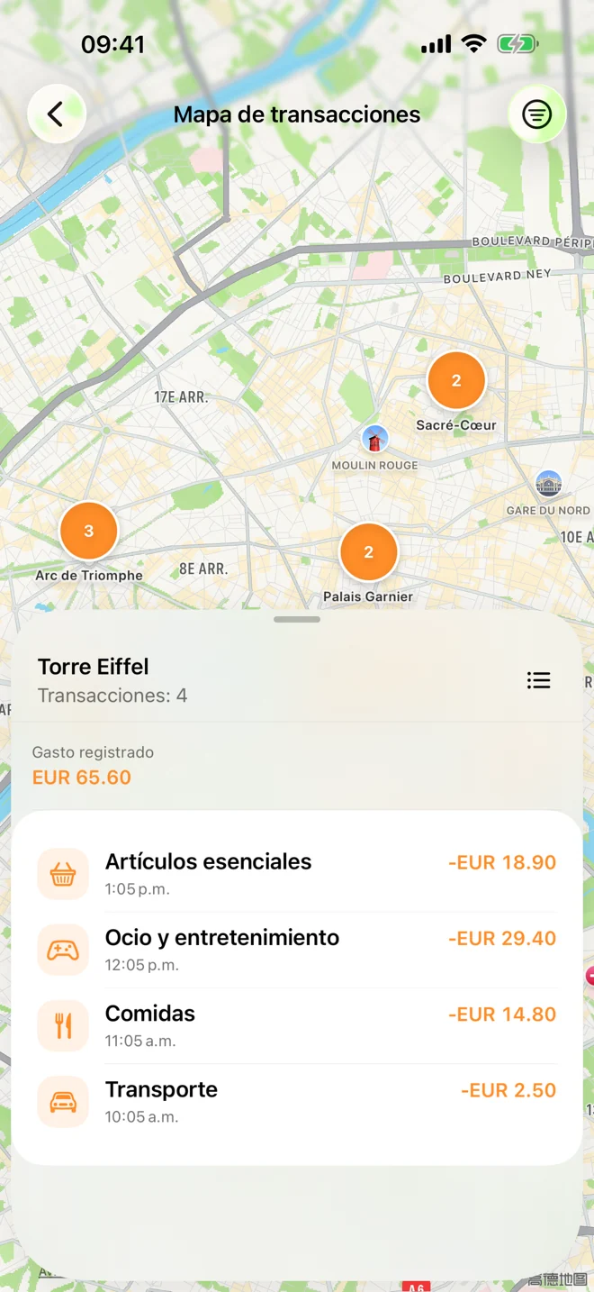 Mapa con movimientos a los que se agregó una ubicación