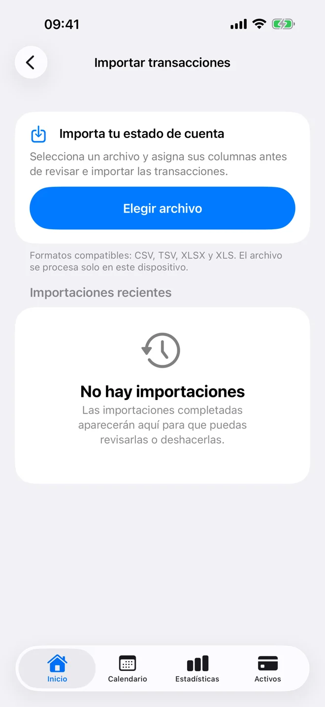 Vista previa de importación con asignación de columnas y validación antes de confirmar