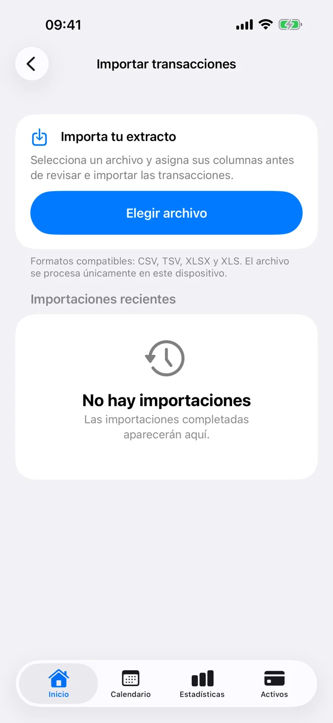 Vista previa de importación con asignación de columnas y validación antes de confirmar