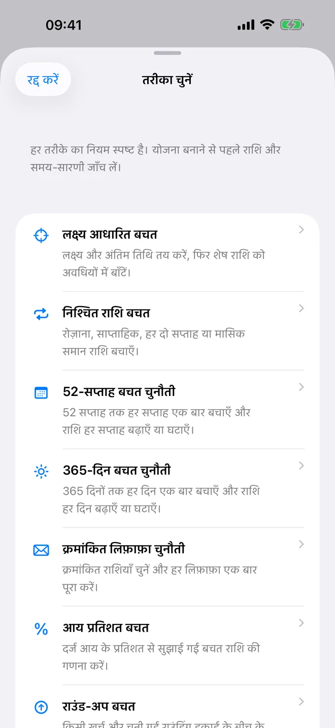 लक्ष्य और दर्ज प्रगति वाली बचत योजना