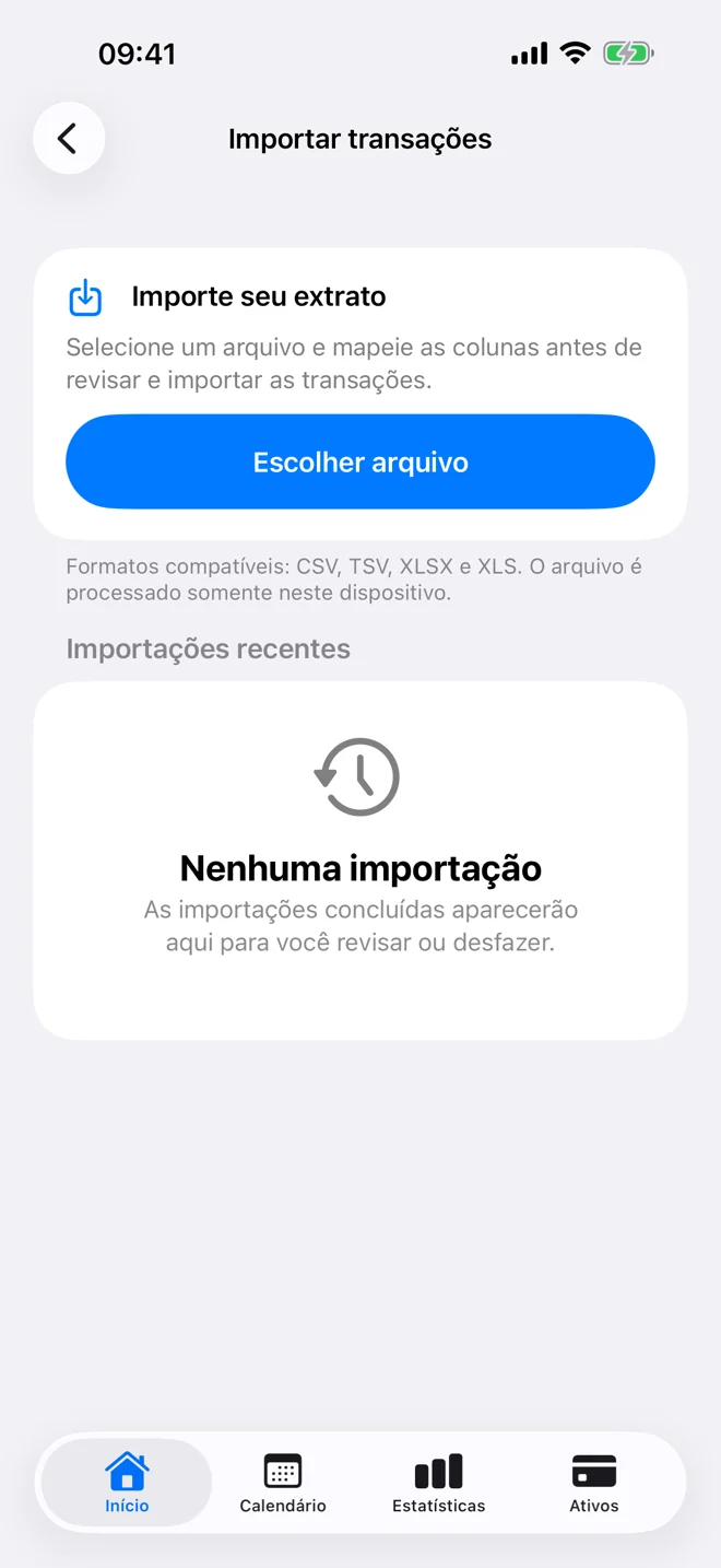 Prévia de importação com mapeamento de colunas e validação antes da confirmação